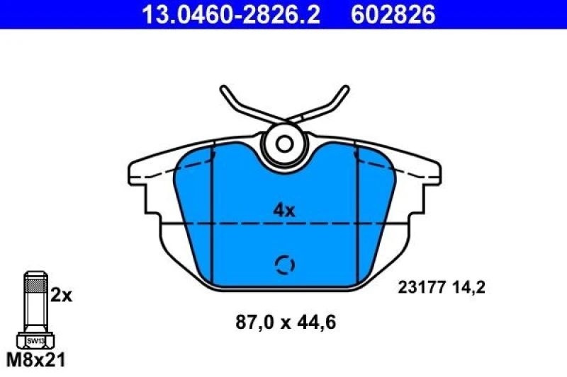 Image of ATE 13.0460-2826.2 Brake pad set excl. wear warning contact, with brake caliper screws Brake Pad Set,disc brake (402)