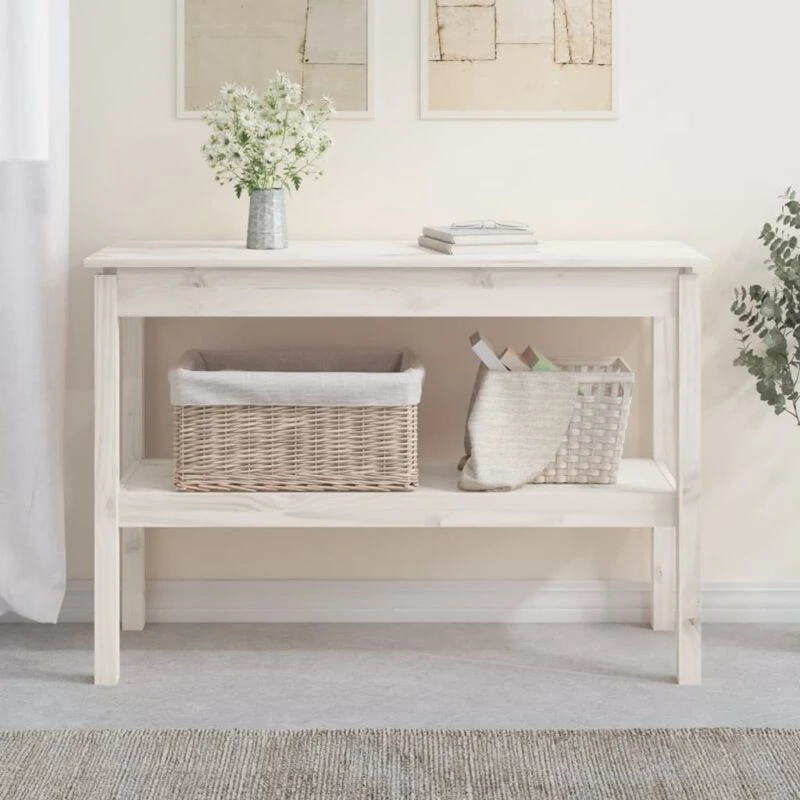 Image of VIDAXL Console Table White 110x40x75cm Solid Wood Pine Vidaxl 8720287189039