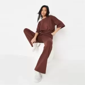 Missguided Tall Rib t Shirt Wide Leg Set - Brown