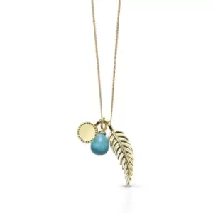 image of Allegory Symbols Gold Plated Silver Feather & Blue Magnesite Necklace