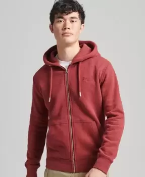 Image of Superdry Mens Organic Cotton Vintage Logo Embroidered Zip Hoodie Red / Rhubarb Marl - Size: L