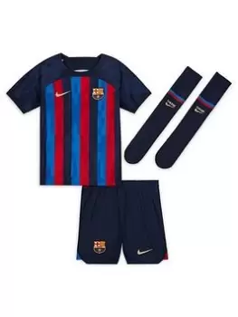 image of Nike Barcelona Little Kids 22/23 Home Kit - Blue/Red, Blue, Size L