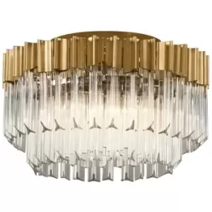 Image of Charisma 3 Light Semi Flush Gold Leaf Polished Stainless, Crystal