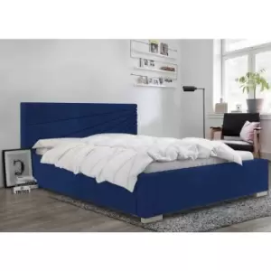 Image of Fenna Upholstered Beds - Plush Velvet, Double Size Frame, Blue - Blue