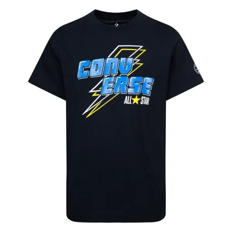 Image of Converse Kid's T-Shirt Converse Lightning Bolt S Noir Unisex 8/10 ans