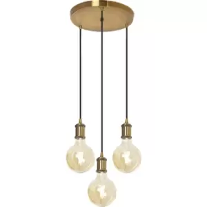 image of 4lite Decorative 3 Light Circular Ceiling Pendant - Antique Brass