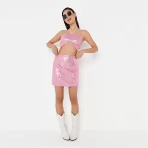 image of Missguided Halter Bralet Coord - Pink