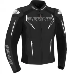 Image of Bering Sprint-R Black White Grey Leather Motorcycle Jacket XL