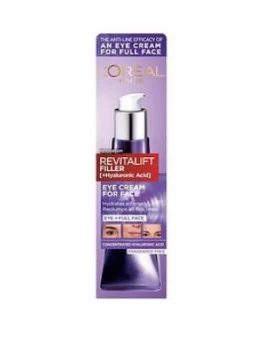 Image of LOreal Paris LOreal Paris Revitalift Filler Eye Cream + Face Cream, Hyaluronic Acid Eye Cream For Face 30ml One Colour, Women