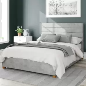 Image of Aspire Kelly Linen Kingsize Ottoman Bedframe - Silver