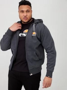 Image of Ellesse Plus Size Miletto Zip Through Hoodie - Dark Grey Marl , Dark Grey Marl, Size 5XL, Men
