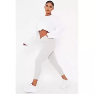 Image of I Saw It First Grey Marl Cotton Elastane Ruched Front Long Sleeved Bodysuit - Grey