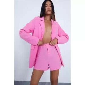 Image of I Saw It First Hot Pink Linen Tailored Shorts - Pink
