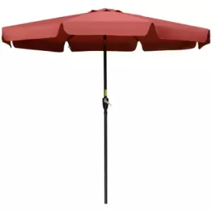 image of Outsunny 2.66m Patio Umbrella Garden Parasol Outdoor Sun Shade Table Umbrella with Ruffles, 8 Sturdy Ribs, Wine Red