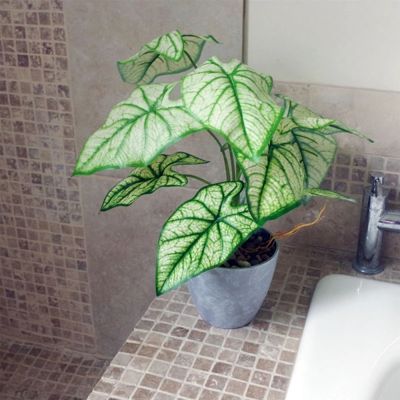 Image of Leaf 40cm Artificial Taro House Plant in Decorative Planter Green