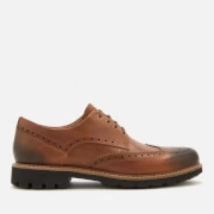 Image of Clarks Mens Batcombe Wing Leather Brogues - Dark Tan - UK 10