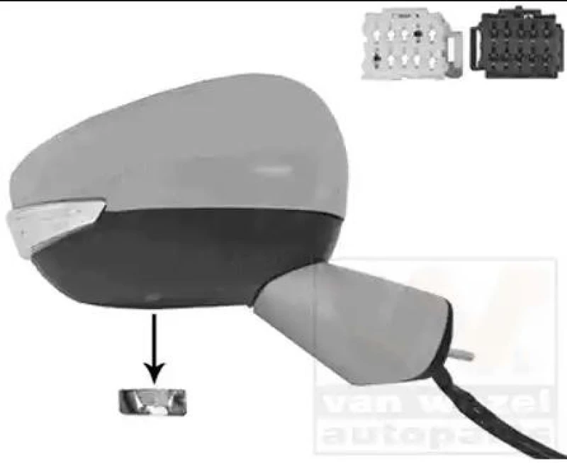 Image of VAN WEZEL 0980816 Wing mirror * HAGUS * Right, with temperature sensor, partially primed Outside Mirror (50)