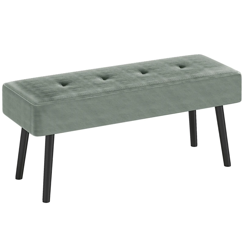 Image of HOMCOM End of Bed Bench with Thick Padding and Steel Legs for Entryway - Green TJ Hughes Grey 5063603818590