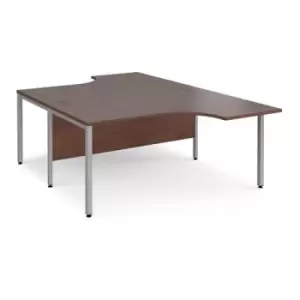 image of Office Desk 2 Person Rectangular Desk 1600mm Walnut Tops With Silver Frames Maestro 25