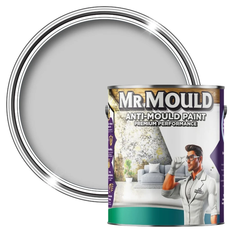 Image of MR MOULD Anti-Mould Paint - 1L - Best Anti Mould Protection Paint for all Interior Walls & Ceilings in Dove Grey Dove Grey Unisex 1L