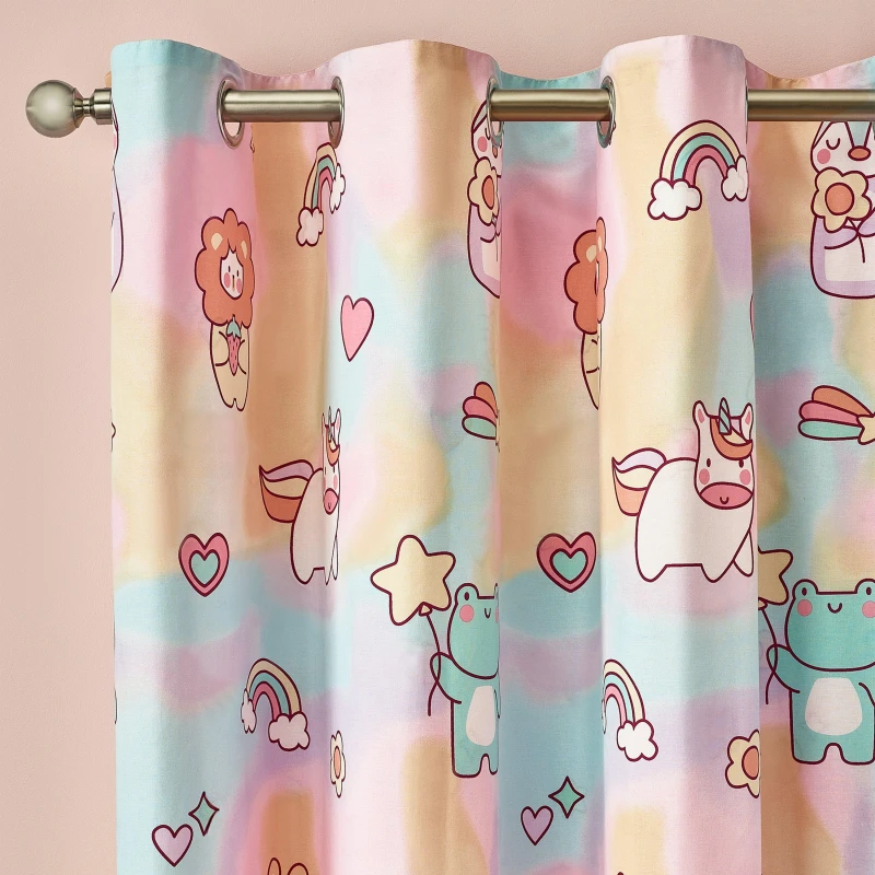 Image of Catherine Lansfield Forever Together Reversible Ready Made Eyelet Curtains 66'' x 72'' Pastel