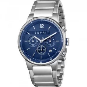 image of Esprit Equalizer Mens Watch featuring a Stainless Steel Strap and Blue Dial