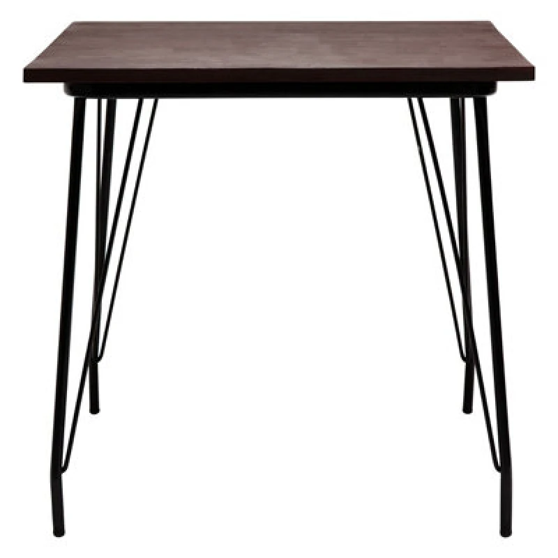 Image of Premier Housewares Large Black Metal and Elm Wood Table, Versatile Square Table, Sturdy Outdoor Dining Table for Lawn, Patio Black