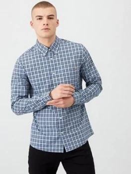 Image of Pretty Green Leon Checked Shirt - Blue, Size XL, Men
