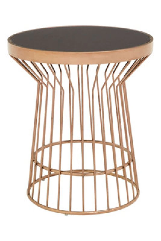 Image of Premier Housewares Elegant Design Copper Finish Round Side Table, Durable Side Table For Livingroom, Versatile Lounge Table Gold