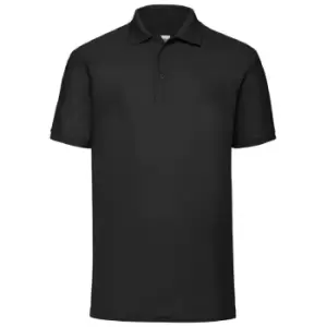 Image of Fruit Of The Loom Mens 65/35 Pique Short Sleeve Polo Shirt (3XL) (Black)