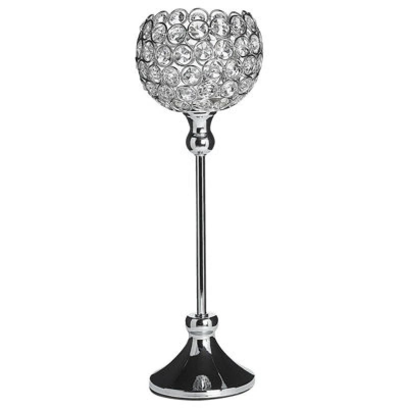 Image of Beliani Candle Holder Esternay Metal 27cm Silver