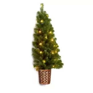 Image of Premier Decorations 90cm Pre Lit Half Wall Tree Pvc Tree In Basket
