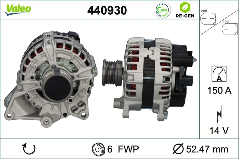 Image of VALEO 440930 Generator VALEO RE-GEN REMANUFACTURED Alternator Charging Current: 150A, Voltage: 14V Alternator (4)