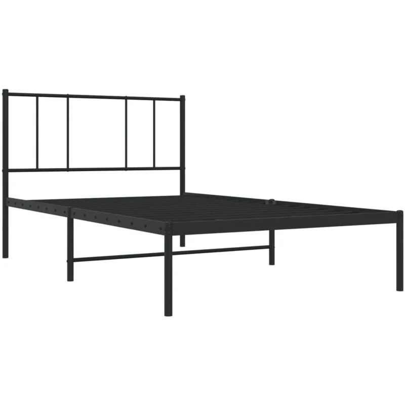 Image of VIDAXL Metal Bed Frame without Mattress with Headboard Black 100x200cm Vidaxl 8720845788483