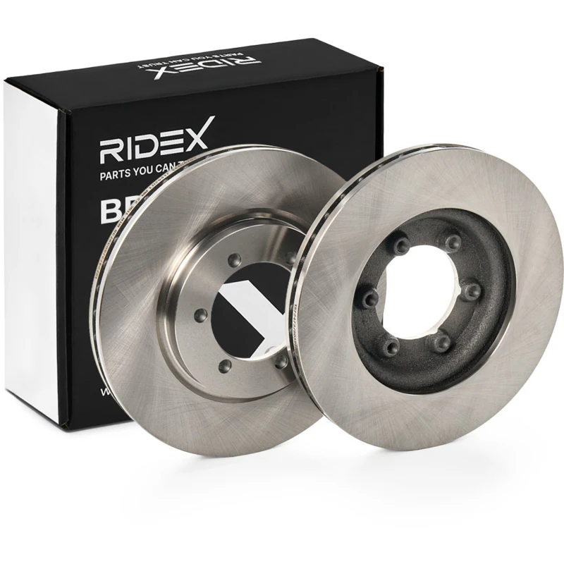 Image of RIDEX 82B0478 Brake disc Front Axle, Vented, Cast Iron, Uncoated, Untreated, without bolts/screws Cast Iron Brake Disc (82)