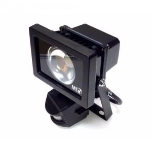 Image of KnightsBridge Black LED Energy Saving Die-Cast Aluminium Floodlight With PIR Indoor Outdoor Lighting - 10 Watt