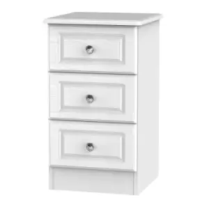 Florence White Ash 3 Drawer Bedside Cabinet