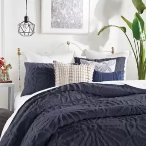 image of Peri Home Chenille Medallion Double Duvet Cover, Indigo