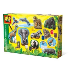 image of SES Creative - Childrens Animals Casting and Painting Set (Multi-colour)