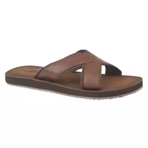 image of PDQ Mens Lightweight Crossover Mule Sandals (7 UK) (Brown)