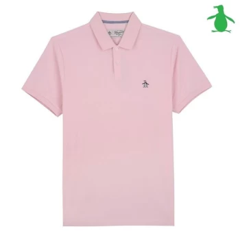 Image of Original Penguin Raised Rib Short Sleeve Polo Shirt - Pink