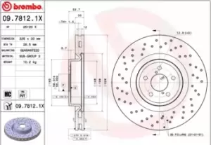 Image of BREMBO Brake disc SUBARU 09.7812.1X 26300FE000 Brake rotor,Brake discs,Brake rotors