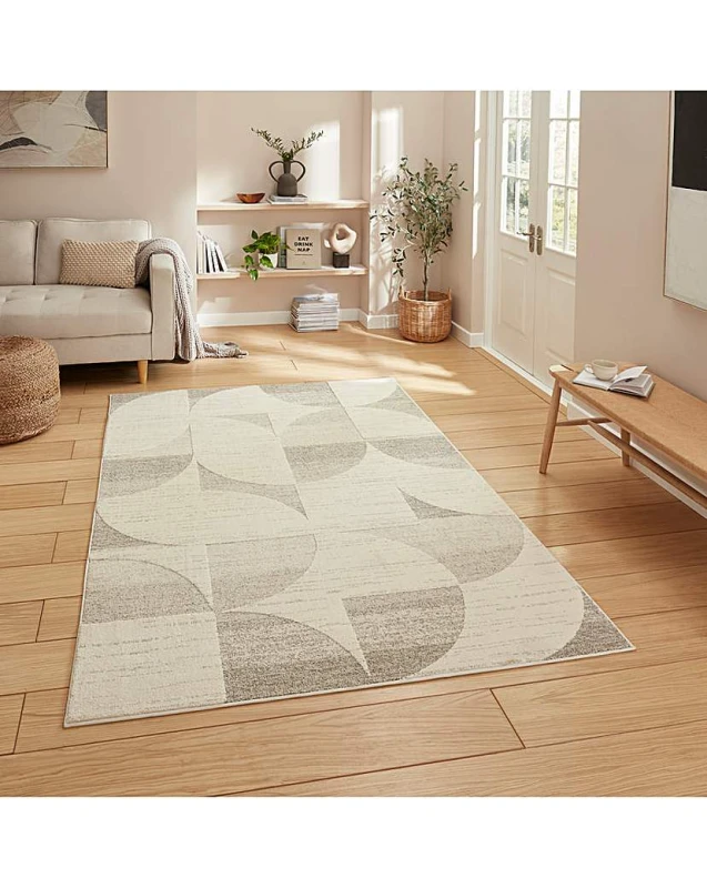 Image of Think Rugs Think Rugs Elio Modern Geometric Rug Beige - Think Rugs - Size: 120X170 Beige 120X170 MP90701