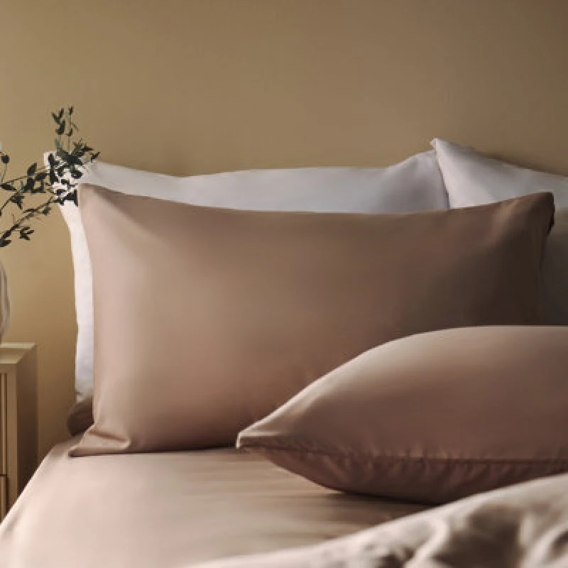 Image of OHS OHS 2 Pack Soft Microfibre Wrinkle Resistant Housewife Pillowcases in Medium Beige Size: Standard Pillow Case Medium Beige Standard Pillow Case