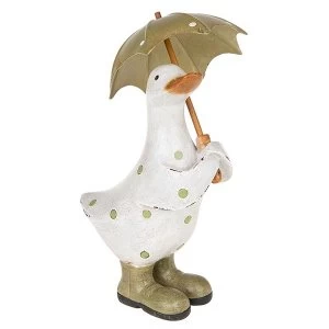 image of Polka Dot Brolly Duck Small Green Ornament