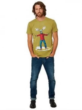 Joe Browns Marvellous Moose T-Shirt - Green, Size S, Men