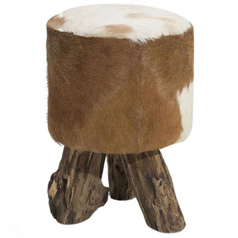 Image of Beliani Footstool Kent Leather Golden Brown