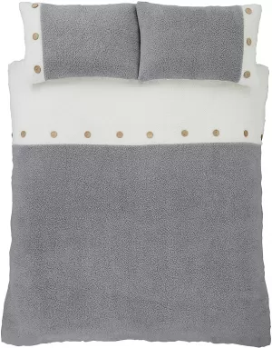 Image of Catherine Lansfield So Soft Buttoned Sherpa Double Duvet Cover