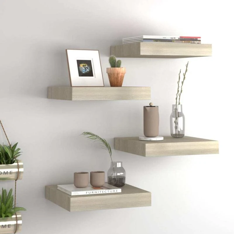 Image of VIDAXL Vidaxl - Floating Wall Shelves 4 pcs Oak 23x23.5x3.8cm mdf 8720286074985
