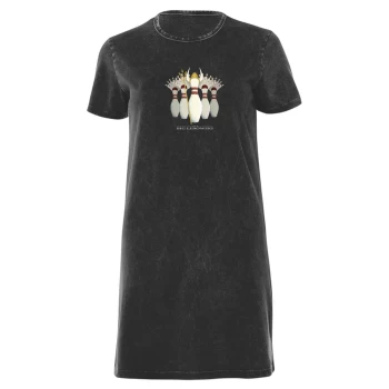 Image of The Big Lebowski Womens T-Shirt Dress - Black Acid Wash - XL - Black Acid Wash